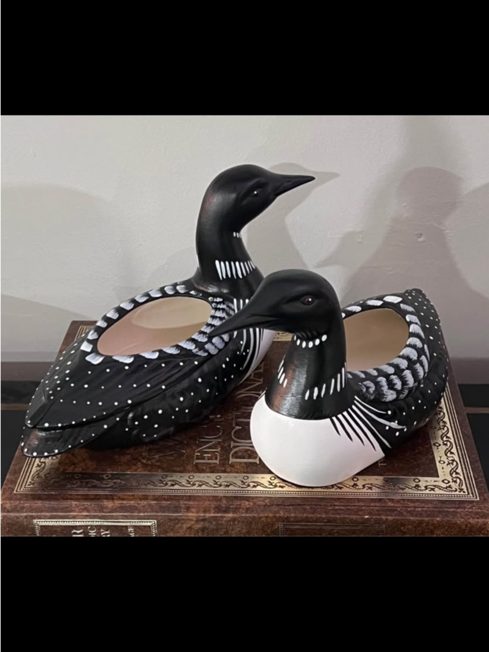 Antique Vintage Loon Figurines 3pc Hand Painted Ceramic 1988 made in Canada - Picture 4 of 10